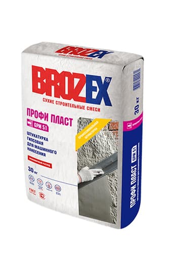 Штукатурка гипсовая GPM 51 Профи Пласт 30 кг для машинного нанесения BROZEX