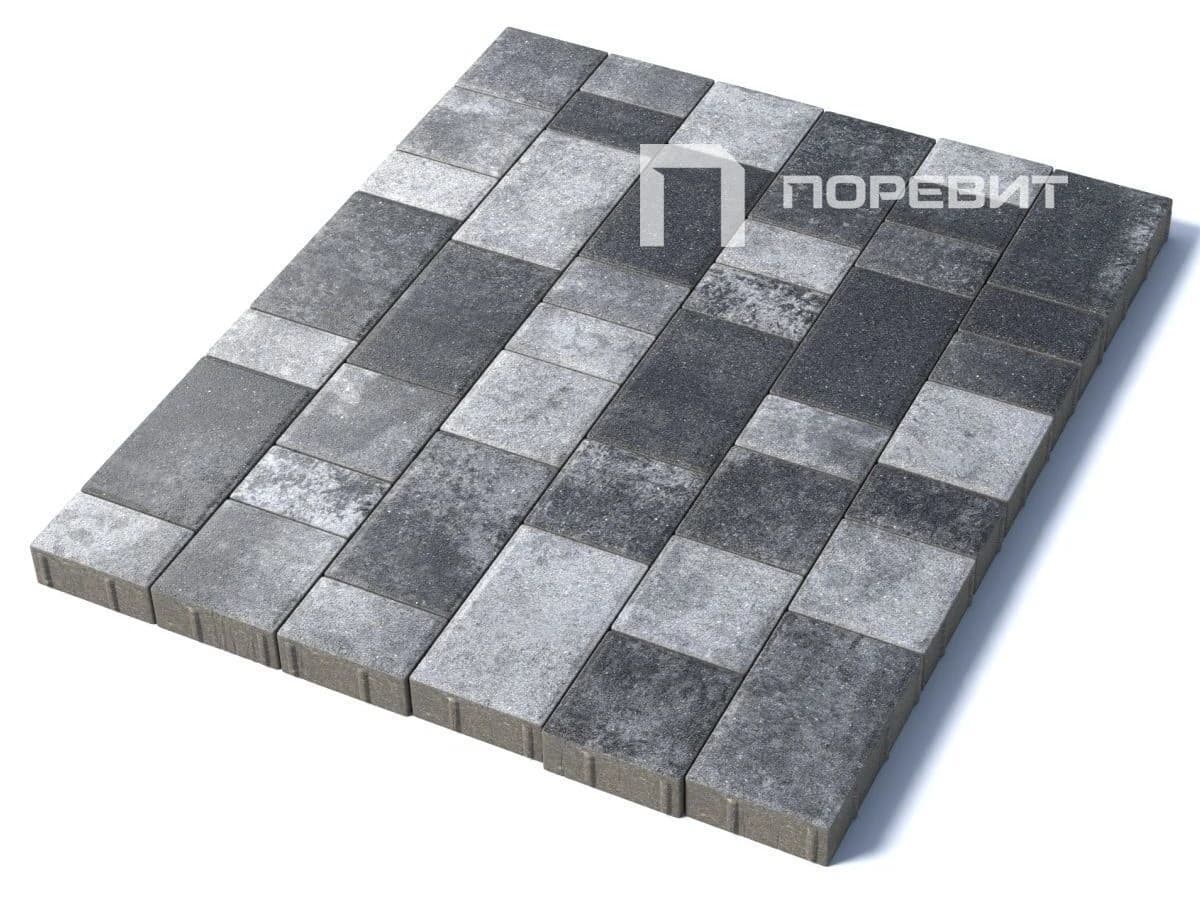 Тротуарная плита Старый город Б.1.Фсм.6 гладкий колормикс (черный, белый) - Антрацит