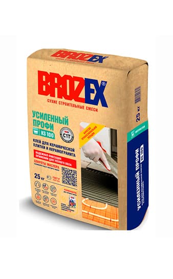 Клей для плитки KS 100 Усиленный ПРОФИ 25 кг BROZEX класс С1