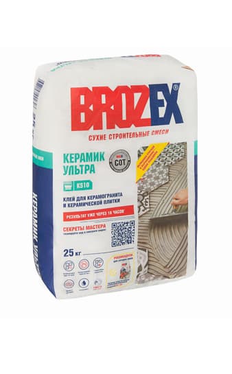 Клей для плитки KS 10 КЕРАМИК УЛЬТРА 25 кг BROZEX класс С0