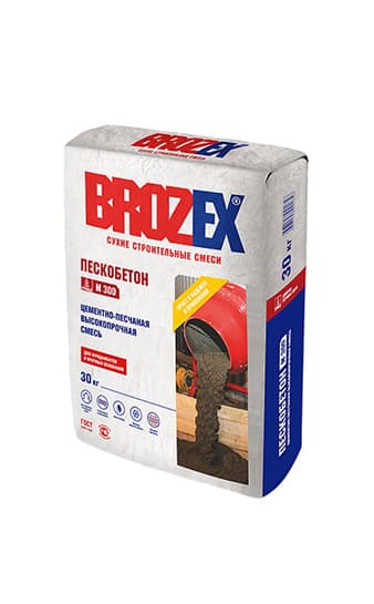 Смесь цементно-песчаная М300 Пескобетон 30 кг BROZEX — Универсальные ремонтные смеси