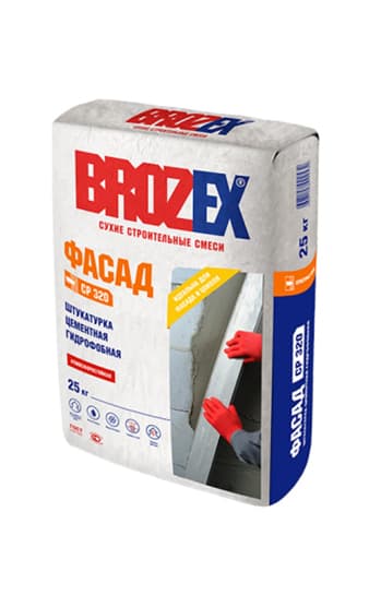Штукатурка цементная СР 320 Фасад (ШС-32) 25 кг BROZEX — Штукатурные смеси