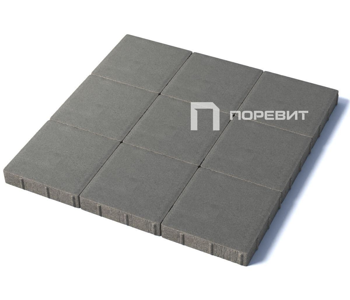 Тротуарная плитка "Квадрат 200x200" ПОРЕВИТ — Квадрат / Серый #797f8f / Гладкий