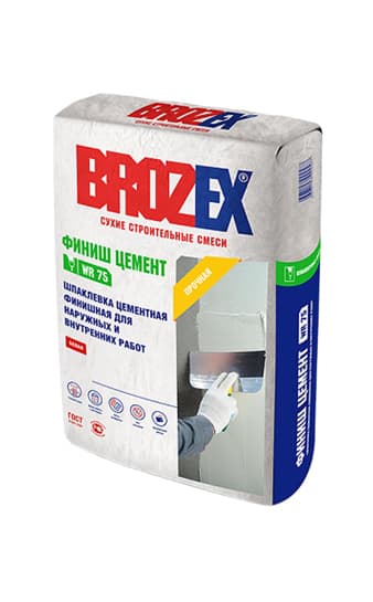 Шпаклевка цементная WR 75 Финиш Цемент(ШС-33) 4 кг BROZEX — Шпатлевочные смеси