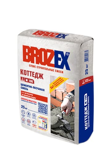 Смесь цементно-песчаная ЦПС-100 Коттедж 25 кг BROZEX — Универсальные ремонтные смеси