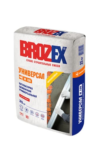Штукатурка цементная М100 Универсал 25 кг BROZEX — Штукатурные смеси